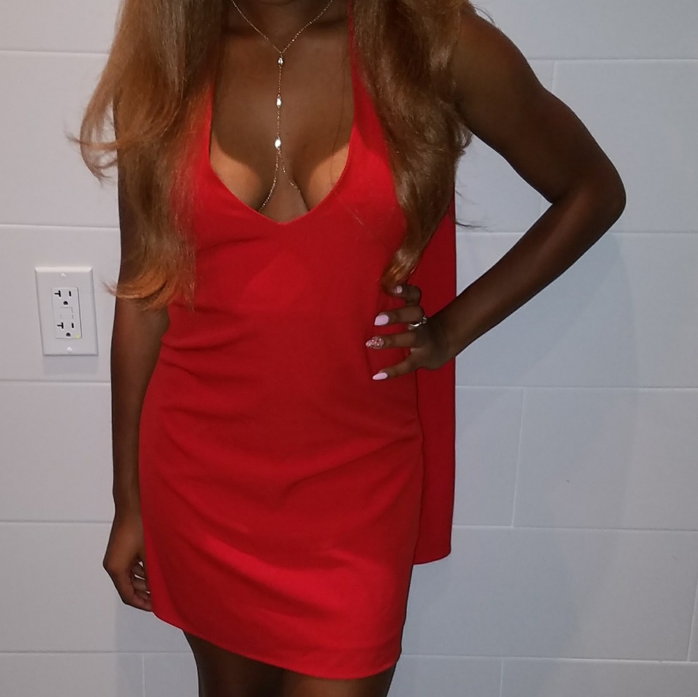 Red mini cape dress